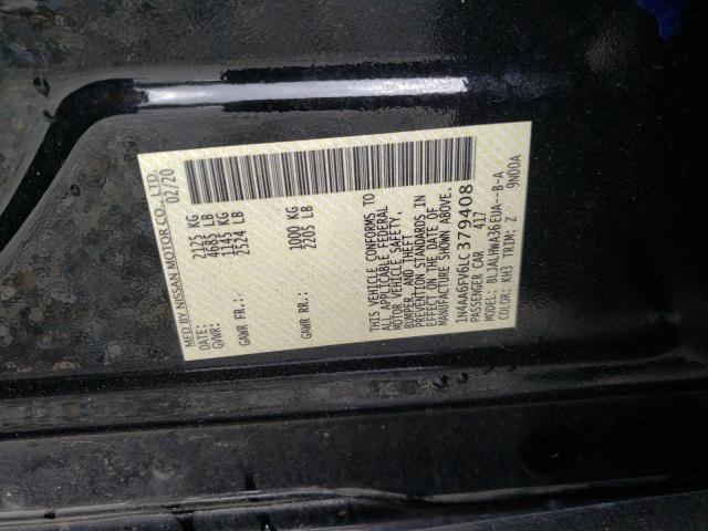 2020 NISSAN MAXIMA PLA 1N4AA6FV6LC379408