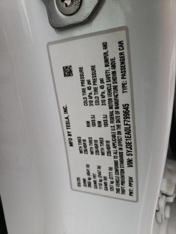 2020 TESLA MODEL 3 5YJ3E1EA0LF799645