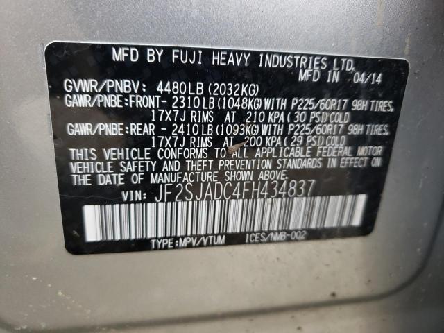 2015 SUBARU FORESTER 2 JF2SJADC4FH434837