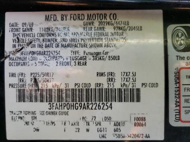 3FAHP0HG9AR226254 Ford Fusion Se 2010. Фото: 9