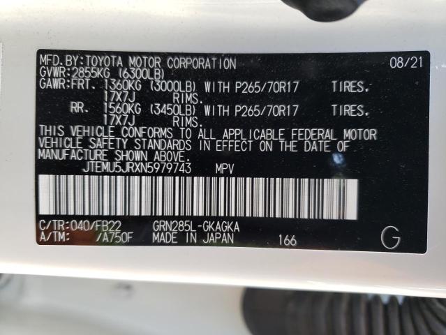 2022 TOYOTA 4RUNNER SR JTEMU5JRXN5979743