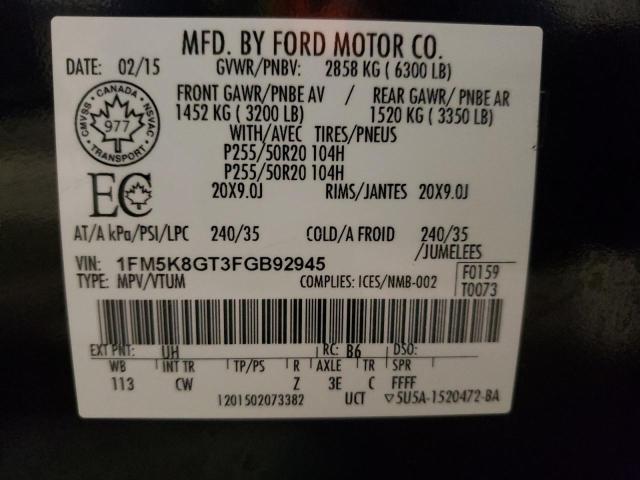 2015 FORD EXPLORER S 1FM5K8GT3FGB92945