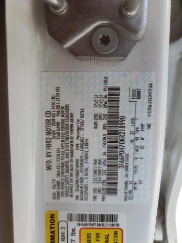 2019 FORD FUSION SE 3FA6P0H70KR218990