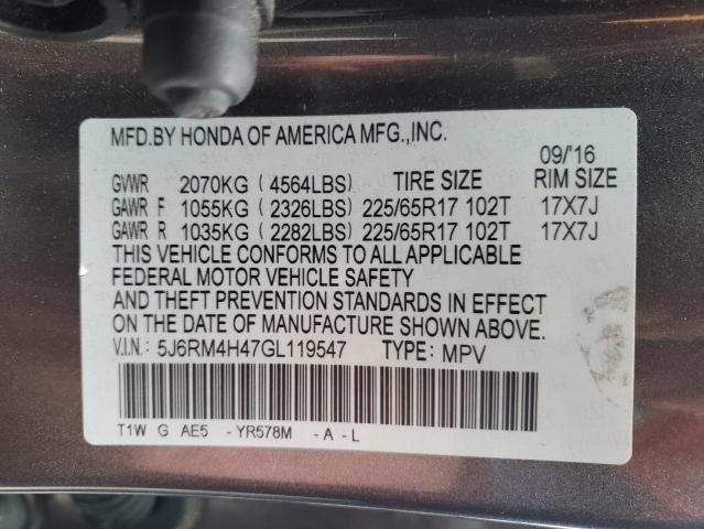 2016 HONDA CR-V SE 5J6RM4H47GL119547