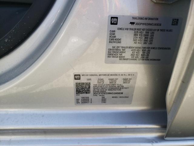 2022 CHEVROLET silverado 3GCPYFED9NG160838