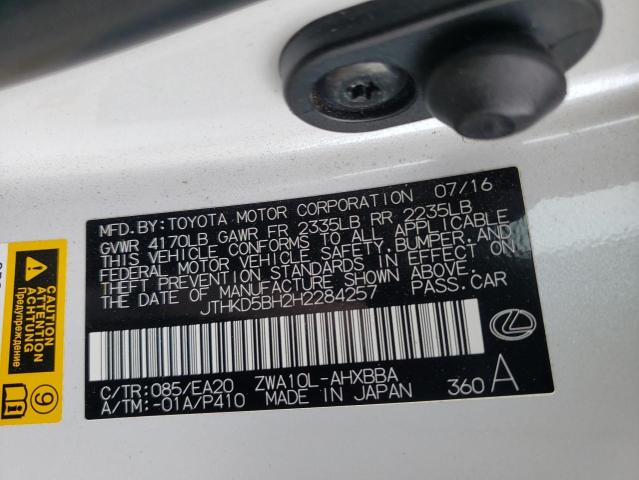 2017 LEXUS CT 200 JTHKD5BH2H2284257