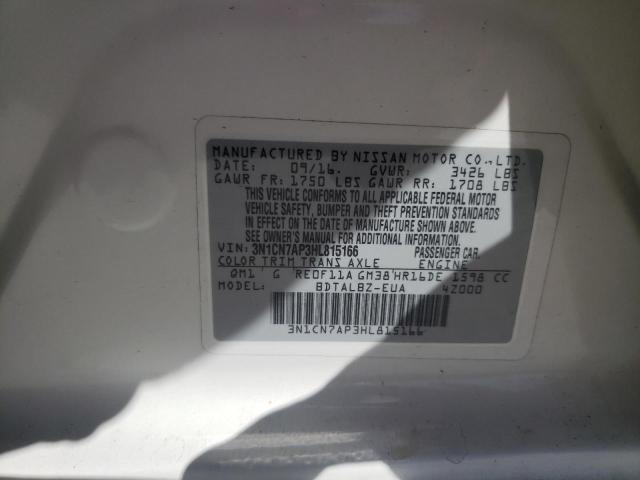 3N1CN7AP3HL815166 Nissan Versa S 2017. Фото: 9