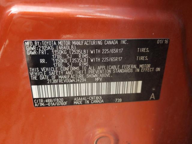 2016 TOYOTA RAV4 LE 2T3BFREV0GW434294