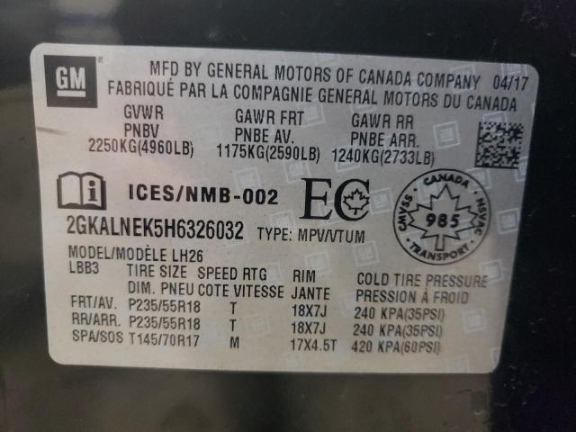 2017 GMC TERRAIN SL 2GKALNEK5H6326032