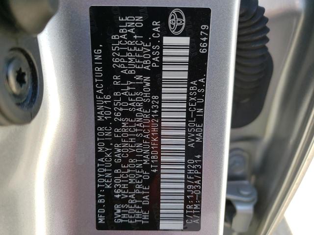 2017 TOYOTA CAMRY HYBR 4T1BD1FK1HU214328
