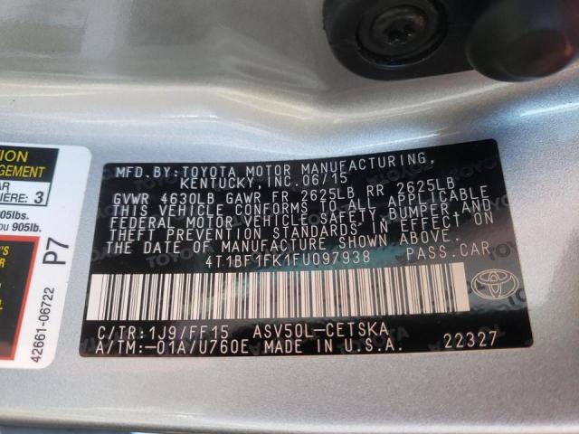 2015 TOYOTA CAMRY LE 4T1BF1FK1FU097938