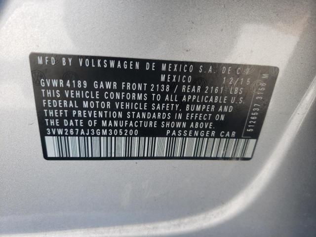 2016 VOLKSWAGEN JETTA S 3VW267AJ3GM305200