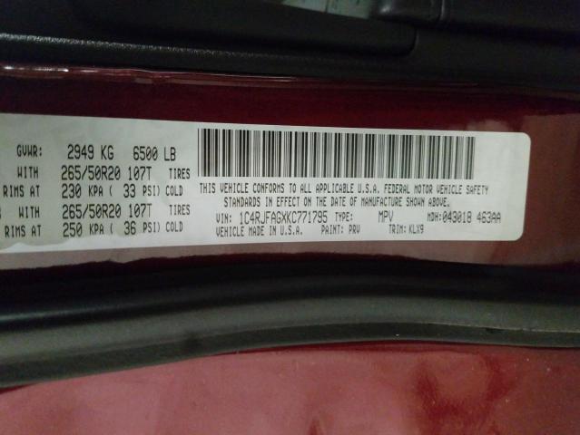 2019 JEEP GRAND CHER 1C4RJFAGXKC771795