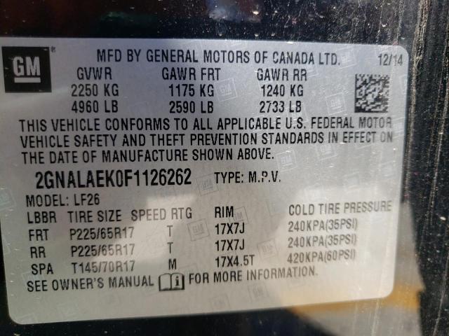2GNALAEK0F1126262 Chevrolet Equinox Ls 2015. Фото: 9