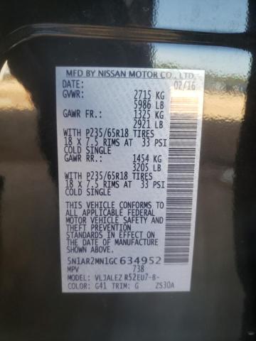2016 NISSAN PATHFINDER 5N1AR2MN1GC634952