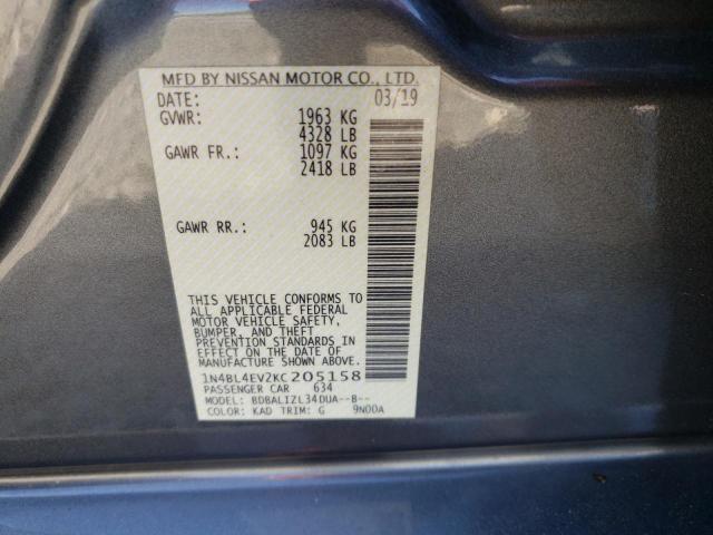 2019 NISSAN ALTIMA SL 1N4BL4EV2KC205158