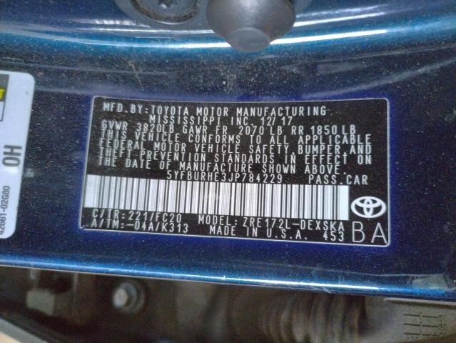 5YFBURHE3JP784229 Toyota Corolla L 2018. Фото: 9