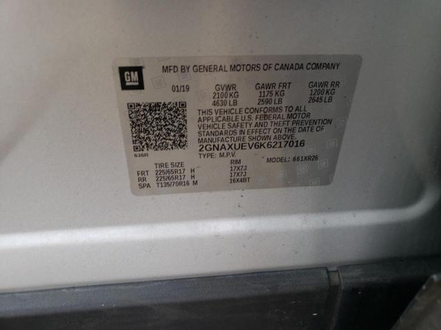 2019 CHEVROLET EQUINOX LT 2GNAXUEV6K6217016