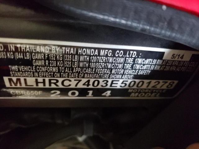 2014 HONDA CBR650 F MLHRC7403E5001278
