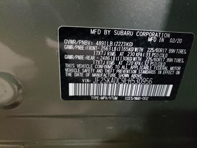 2020 SUBARU FORESTER JF2SKADC9LH530956