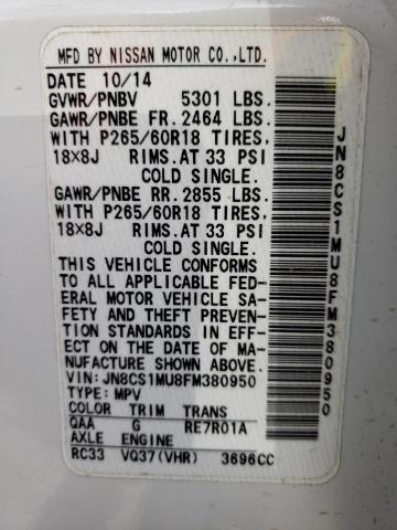 2015 INFINITI QX70 JN8CS1MU8FM380950
