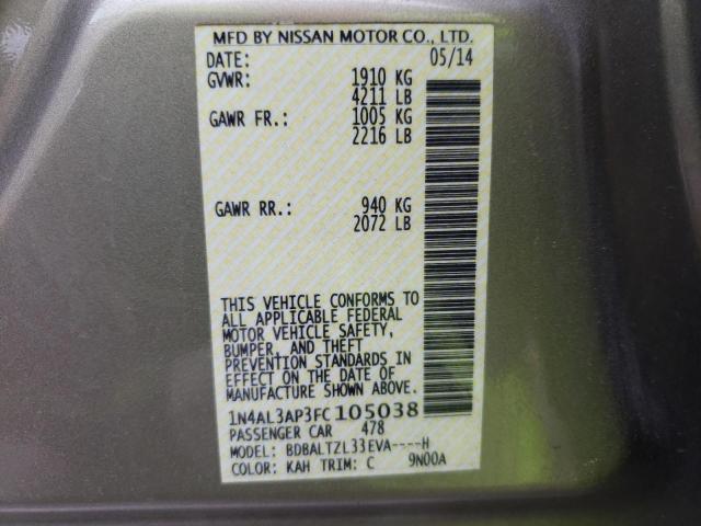 2015 NISSAN ALTIMA 2.5 1N4AL3AP3FC105038