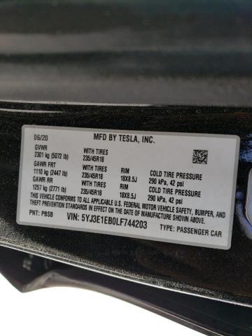 2020 TESLA MODEL 3 5YJ3E1EB0LF744203