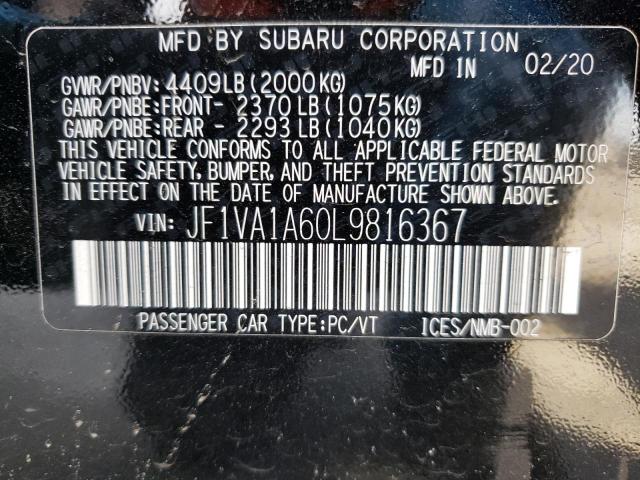 2020 SUBARU WRX JF1VA1A60L9816367