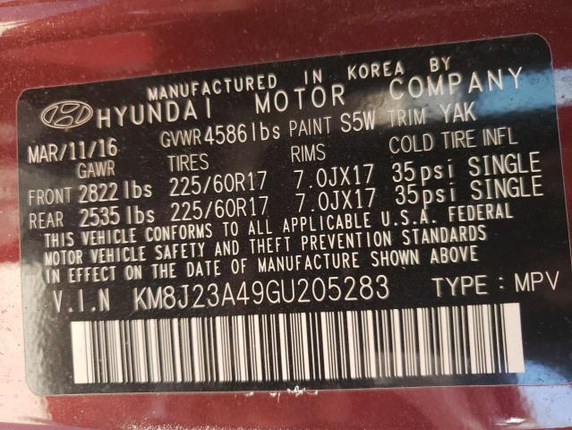 2016 HYUNDAI TUCSON SE KM8J23A49GU205283