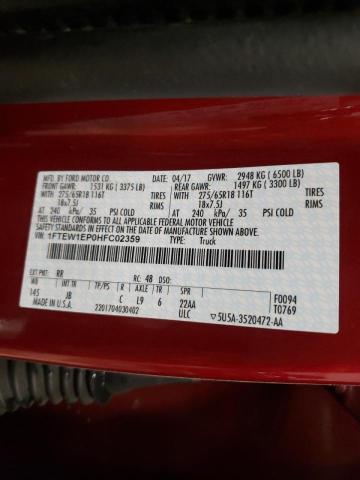 2017 FORD F150 SUPER 1FTEW1EP0HFC02359