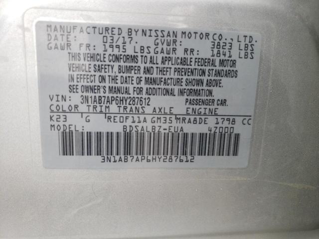 2017 NISSAN SENTRA S 3N1AB7AP6HY287612