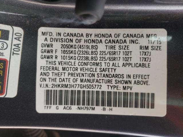 2016 HONDA CR-V EXL 2HKRM3H77GH505772