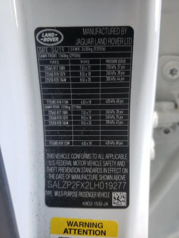 SALZP2FX2LH019277 Land Rover Range Rover Evoque Se
