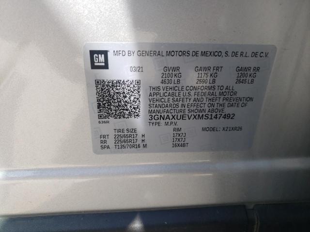 3GNAXUEVXMS147492 Chevrolet Equinox Lt 2021. Фото: 9