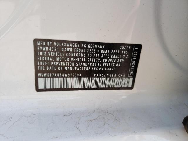 2016 VOLKSWAGEN E-GOLF SE WVWKP7AU5GW915898
