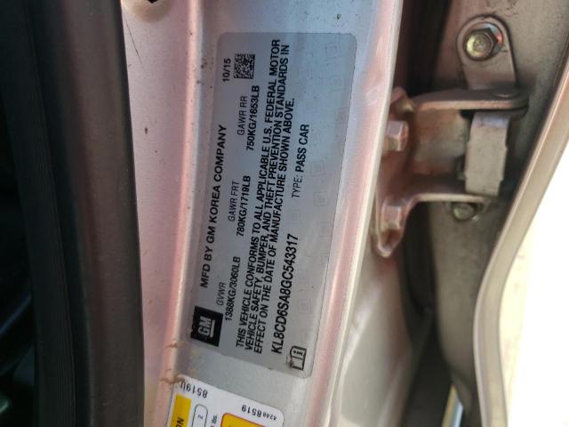 2016 CHEVROLET SPARK KL8CD6SA8GC543317