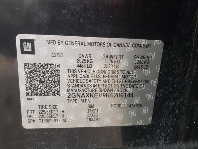 2019 CHEVROLET EQUINOX LT 2GNAXKEV9K6206144