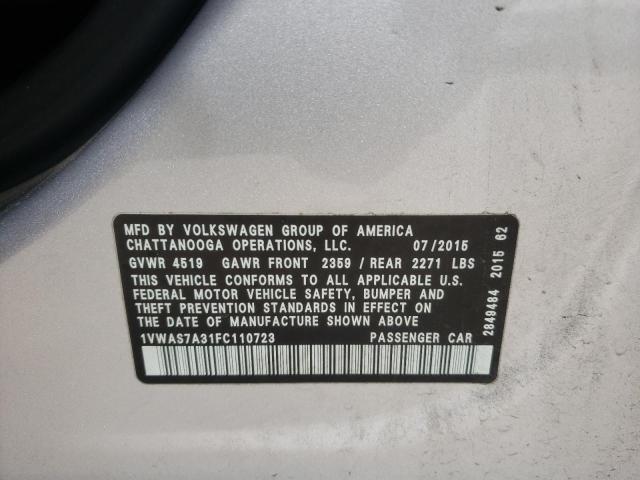 2015 VOLKSWAGEN PASSAT S 1VWAS7A31FC110723