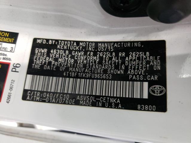 2015 TOYOTA CAMRY LE 4T1BF1FK9FU965653