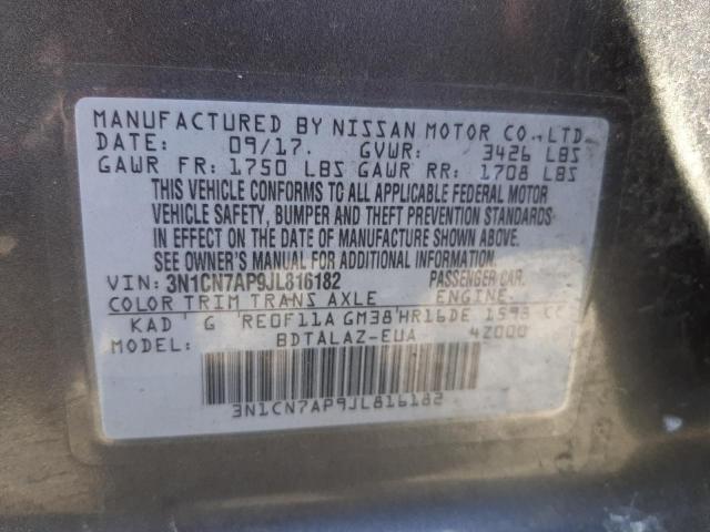 2018 NISSAN VERSA S 3N1CN7AP9JL816182