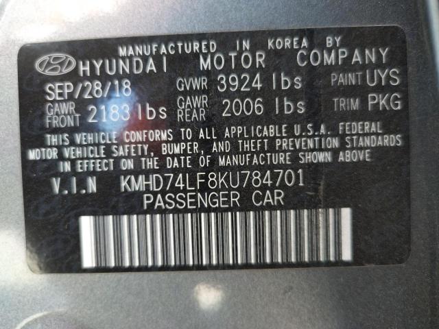 2019 HYUNDAI ELANTRA SE KMHD74LF8KU784701