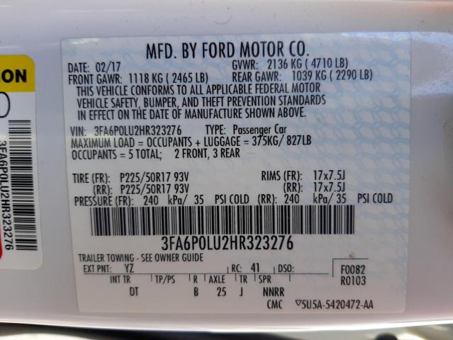 2017 FORD FUSION SE 3FA6P0LU2HR323276
