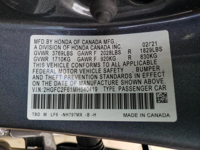 Фото: 2HGFC2F61MH540419 - 10