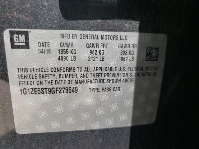 2016 CHEVROLET MALIBU LT 1G1ZE5ST9GF278649