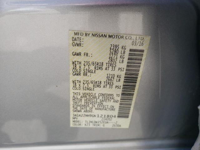 2016 NISSAN MURANO S 5N1AZ2MH9GN121804