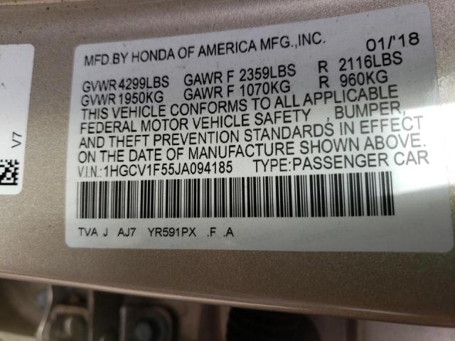 2018 HONDA ACCORD EXL 1HGCV1F55JA094185