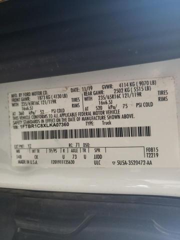 2020 FORD TRANSIT T- 1FTBR1C8XLKA07360