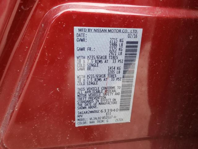 2016 NISSAN PATHFINDER 5N1AR2MN0GC633940