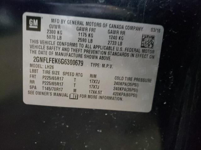 2016 CHEVROLET EQUINOX LT 2GNFLFEK6G6300679