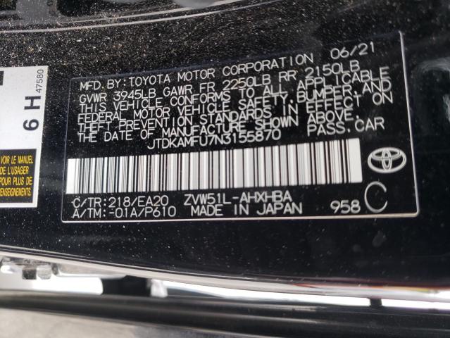 2022 TOYOTA PRIUS NIGH JTDKAMFU7N3155870